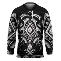 Black Ngaru Taniko With Aotearoa Maori Tattoo Hockey Jersey LT14 Unisex Black - Polynesian Pride