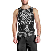Black Ngaru Taniko With Aotearoa Maori Tattoo Men Tank Top