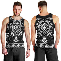 Black Ngaru Taniko With Aotearoa Maori Tattoo Men Tank Top