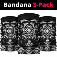 Black Ngaru Taniko With Aotearoa Maori Tattoo Neck Gaiter LT14 package One Size: 25*50cm Black - Polynesian Pride