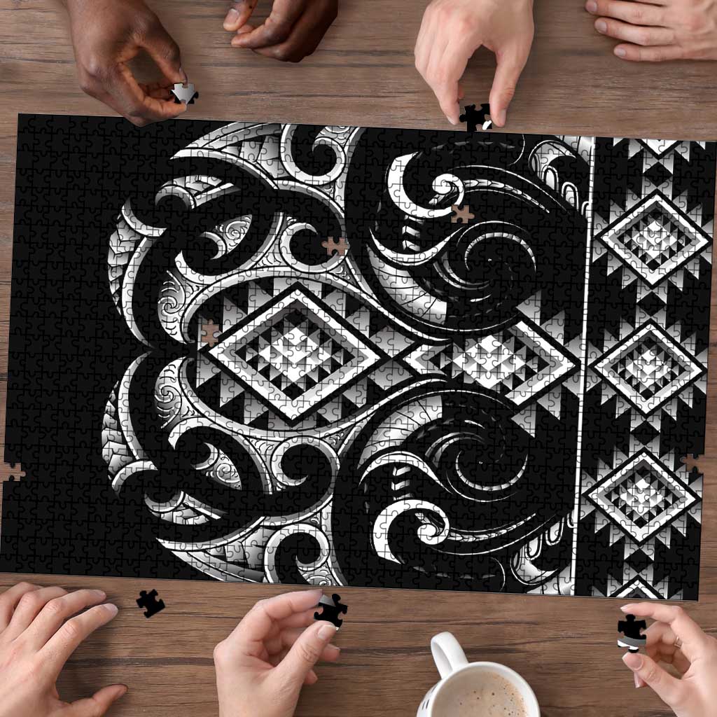 Black Ngaru Taniko With Aotearoa Maori Tattoo Puzzle LT14 - Polynesian Pride