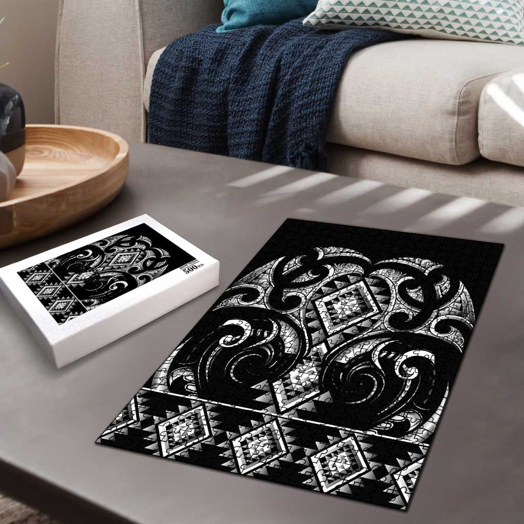 Black Ngaru Taniko With Aotearoa Maori Tattoo Puzzle LT14 - Polynesian Pride