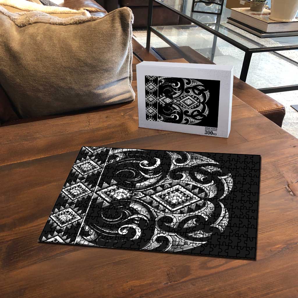 Black Ngaru Taniko With Aotearoa Maori Tattoo Puzzle LT14 - Polynesian Pride
