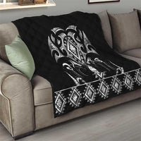 Black Ngaru Taniko With Aotearoa Maori Tattoo Quilt