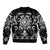 Black Ngaru Taniko With Aotearoa Maori Tattoo Sleeve Zip Bomber Jacket