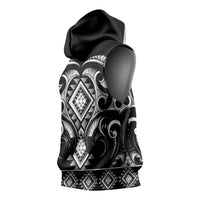 Black Ngaru Taniko With Aotearoa Maori Tattoo Sleeveless Hoodie LT14 - Polynesian Pride