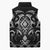 Black Ngaru Taniko With Aotearoa Maori Tattoo Sleeveless Puffer Jacket - Polynesian Pride
