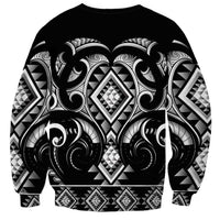 Black Ngaru Taniko With Aotearoa Maori Tattoo Sweatshirt LT14 - Polynesian Pride