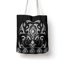 Black Ngaru Taniko With Aotearoa Maori Tattoo Tote Bag - Polynesian Pride