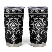 Black Ngaru Taniko With Aotearoa Maori Tattoo Tumbler Cup
