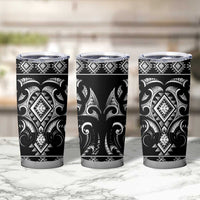 Black Ngaru Taniko With Aotearoa Maori Tattoo Tumbler Cup