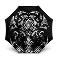 Black Ngaru Taniko With Aotearoa Maori Tattoo Umbrella - Polynesian Pride