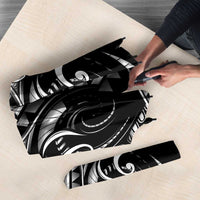 Black Ngaru Taniko With Aotearoa Maori Tattoo Umbrella - Polynesian Pride