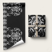 Black Ngaru Taniko With Aotearoa Maori Tattoo Wrapping Paper - Polynesian Pride