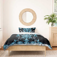 Blue Ngaru Taniko With Aotearoa Maori Tattoo Bedding Set
