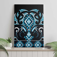 Blue Ngaru Taniko With Aotearoa Maori Tattoo Canvas Wall Art