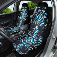 Blue Ngaru Taniko With Aotearoa Maori Tattoo Car Seat Cover