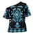 Blue Ngaru Taniko With Aotearoa Maori Tattoo Cross Shoulder Shirt - Polynesian Pride