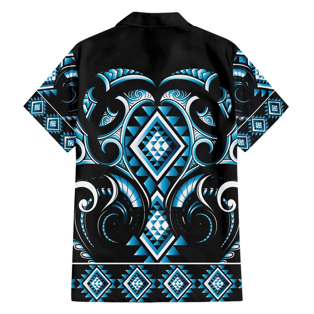 Blue Ngaru Taniko With Aotearoa Maori Tattoo Family Matching Tank Maxi Dress and Hawaiian Shirt LT14 - Polynesian Pride