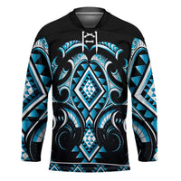 Blue Ngaru Taniko With Aotearoa Maori Tattoo Hockey Jersey LT14 Unisex Blue - Polynesian Pride
