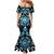 Blue Ngaru Taniko With Aotearoa Maori Tattoo Mermaid Dress