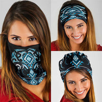 Blue Ngaru Taniko With Aotearoa Maori Tattoo Neck Gaiter - Polynesian Pride