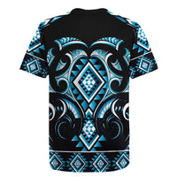 Blue Ngaru Taniko With Aotearoa Maori Tattoo Rugby Jersey