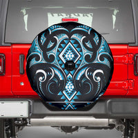 Blue Ngaru Taniko With Aotearoa Maori Tattoo Spare Tire Cover LT14 - Polynesian Pride