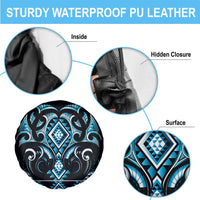 Blue Ngaru Taniko With Aotearoa Maori Tattoo Spare Tire Cover LT14 - Polynesian Pride