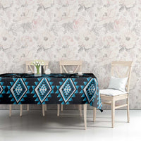 Blue Ngaru Taniko With Aotearoa Maori Tattoo Tablecloth
