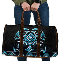 Blue Ngaru Taniko With Aotearoa Maori Tattoo Travel Bag - Polynesian Pride