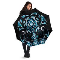 Blue Ngaru Taniko With Aotearoa Maori Tattoo Umbrella - Polynesian Pride