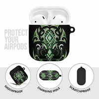 Green Ngaru Taniko With Aotearoa Maori Tattoo AirPods Case - Polynesian Pride