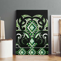 Green Ngaru Taniko With Aotearoa Maori Tattoo Canvas Wall Art