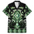 Green Ngaru Taniko With Aotearoa Maori Tattoo Family Matching Off The Shoulder Long Sleeve Dress and Hawaiian Shirt