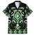 Green Ngaru Taniko With Aotearoa Maori Tattoo Family Matching Short Sleeve Bodycon Dress and Hawaiian Shirt