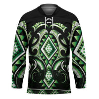 Green Ngaru Taniko With Aotearoa Maori Tattoo Hockey Jersey LT14 Unisex Green - Polynesian Pride