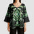 Green Ngaru Taniko With Aotearoa Maori Tattoo Kimono Sleeve Blouse - Polynesian Pride