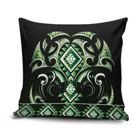 Green Ngaru Taniko With Aotearoa Maori Tattoo Pillow Cover - Polynesian Pride