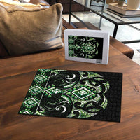 Green Ngaru Taniko With Aotearoa Maori Tattoo Puzzle LT14 - Polynesian Pride