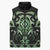 Green Ngaru Taniko With Aotearoa Maori Tattoo Sleeveless Puffer Jacket - Polynesian Pride