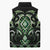Green Ngaru Taniko With Aotearoa Maori Tattoo Sleeveless Puffer Jacket - Polynesian Pride