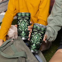 Green Ngaru Taniko With Aotearoa Maori Tattoo Tumbler Cup