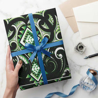 Green Ngaru Taniko With Aotearoa Maori Tattoo Wrapping Paper - Polynesian Pride