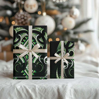 Green Ngaru Taniko With Aotearoa Maori Tattoo Wrapping Paper - Polynesian Pride