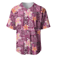 Pink Hawaii Plumeria With Tropical Flowers Motifs Baseball Jersey