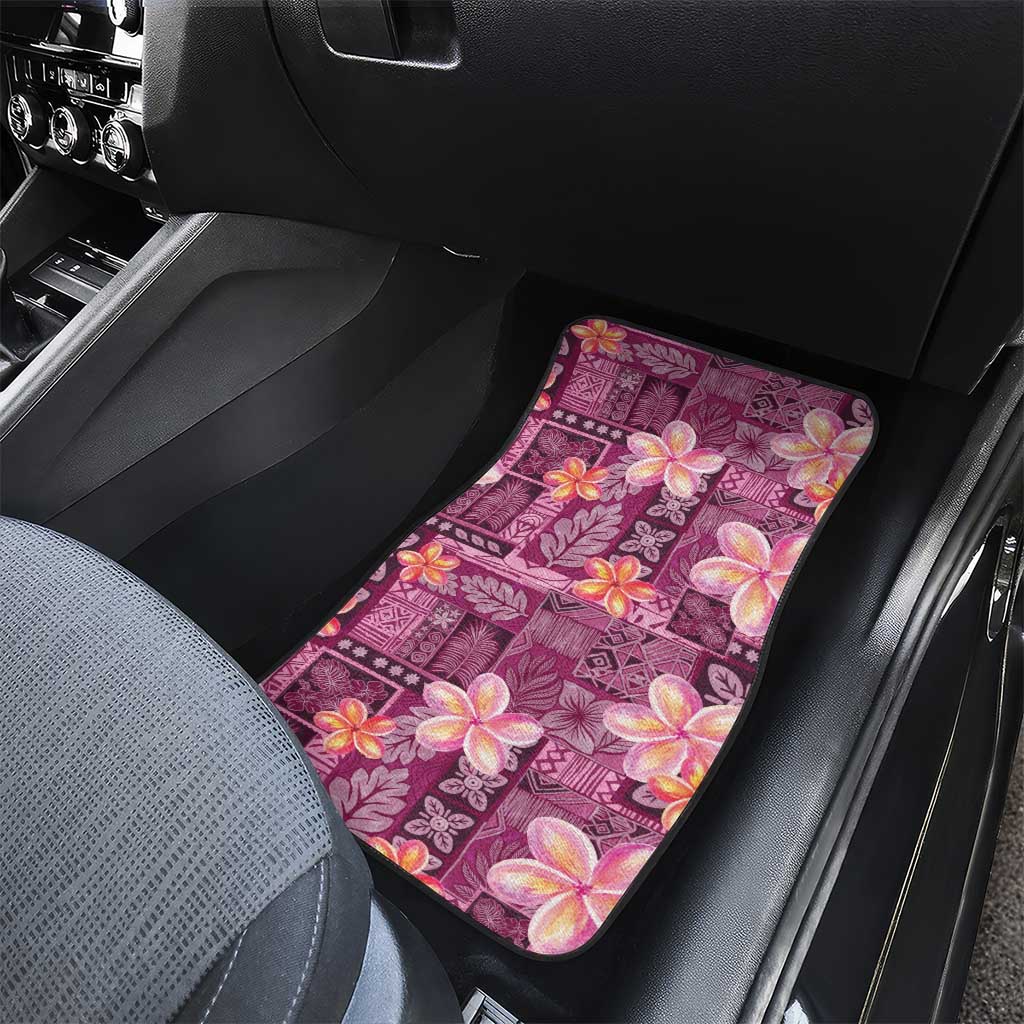 Pink Hawaii Plumeria With Tropical Flowers Motifs Car Mats