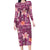Pink Hawaii Plumeria With Tropical Flowers Motifs Family Matching Long Sleeve Bodycon Dress and Hawaiian Shirt