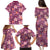 Pink Hawaii Plumeria With Tropical Flowers Motifs Family Matching Puletasi and Hawaiian Shirt