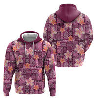 Pink Hawaii Plumeria With Tropical Flowers Motifs Hoodie